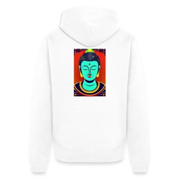 Klassischer Buddha - Unisex Premium Bio Zip Hoodie - Weiß - Hinten - Thijin (182cm)