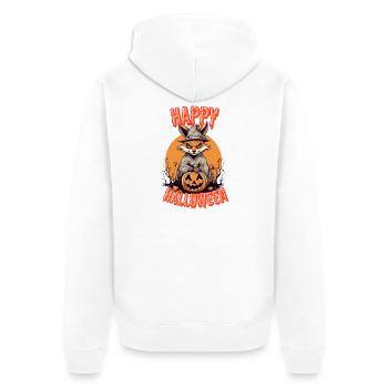 Gruselige Halloween-Fuchsdruck - Unisex Premium Bio Zip Hoodie - Weiß - Hinten - Thijin (182cm)