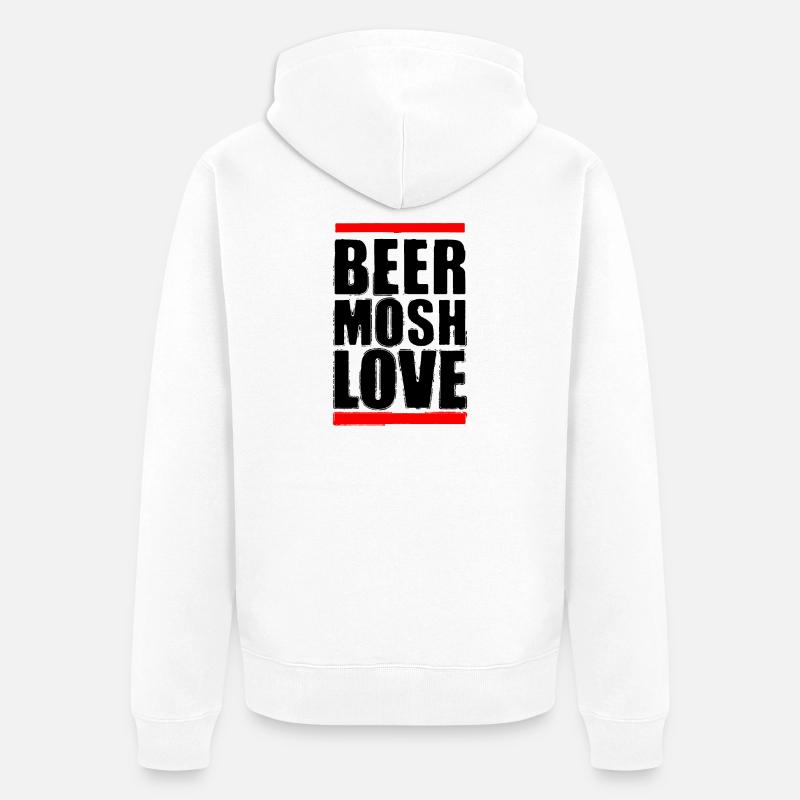 Bier Mosh Liebe Schwarzer Buchstabe - Unisex Premium Bio Zip Hoodie - Weiß