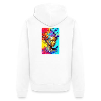 coloré éclaboussure art portrait noir femme féroce - Veste à capuche bio Premium Unisexe - blanc - Dos - Thijin (182cm)