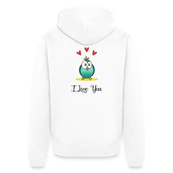 LIEBE. PAAR. GERADE VERHEIRATET. Junggesellinnenabschied. VALENTINSTAG. - Unisex Premium Bio Zip Hoodie - Weiß - Hinten - Thijin (182cm)