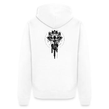Cyberlotus Black - Unisex Premium Bio Zip Hoodie - Weiß - Hinten - Thijin (182cm)