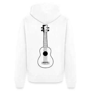 Ukulele Zeichnung - Unisex Premium Bio Zip Hoodie - Weiß - Hinten - Thijin (182cm)