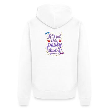 Lets get this party started - Unisex Premium Organic Zip Hoodie - white - Back - Thijin (182cm)