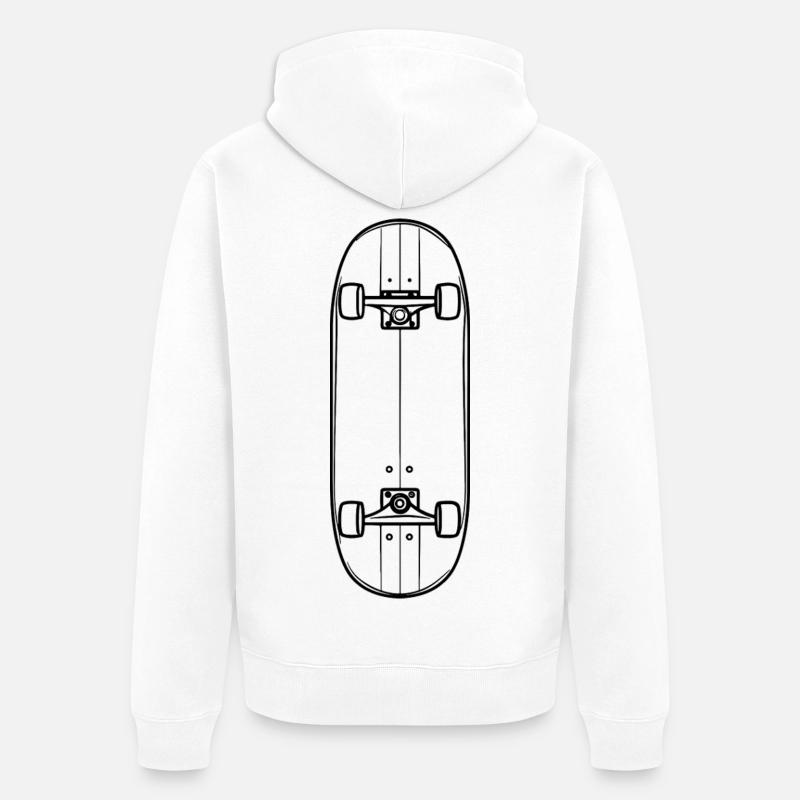 Croquis de planche à roulettes - Veste à capuche bio Premium Unisexe - blanc