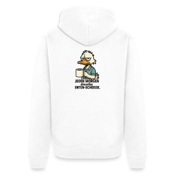Funny Duck – Anti-Morning Saying - Unisex Premium Organic Zip Hoodie - white - Back - Thijin (182cm)