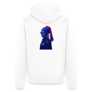 Cyberpunk avec perle - Veste à capuche bio Premium Unisexe - blanc - Dos - Thijin (182cm)