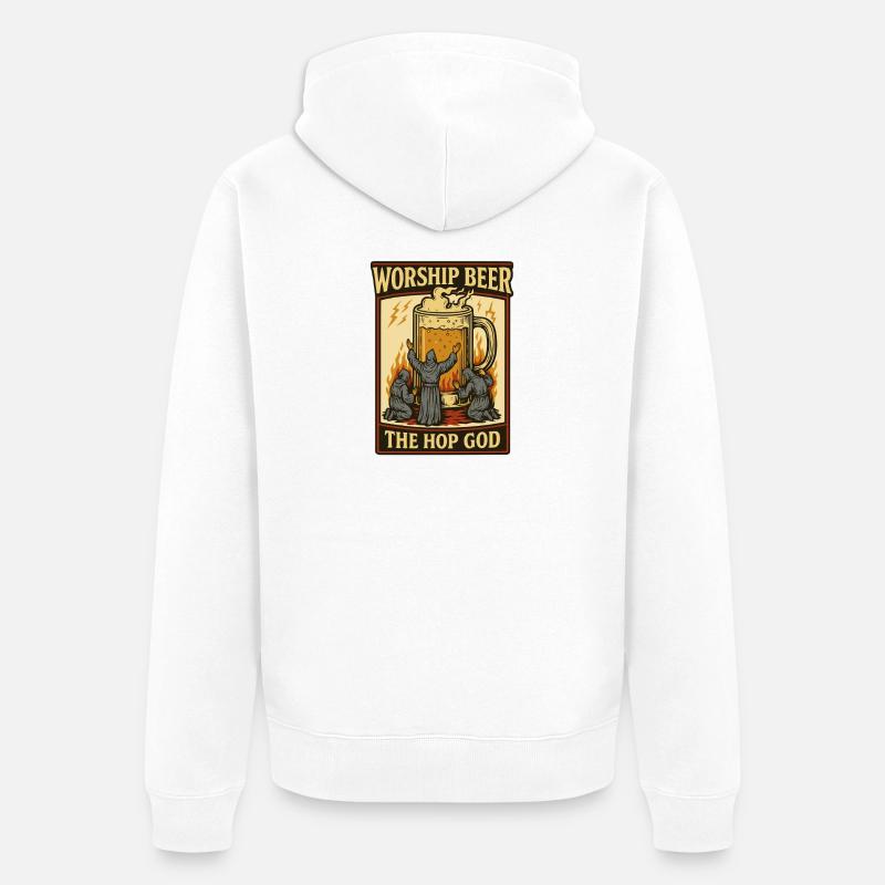 Dieu du Houblon du Culte - Veste à capuche bio Premium Unisexe - blanc