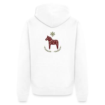 Dala Pferd – Skandinavisches Folk Art Design - Unisex Premium Bio Zip Hoodie - Weiß - Hinten - Thijin (182cm)
