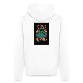 Cool Monster - Unisex Premium Bio Zip Hoodie - Weiß - Hinten - Thijin (182cm)