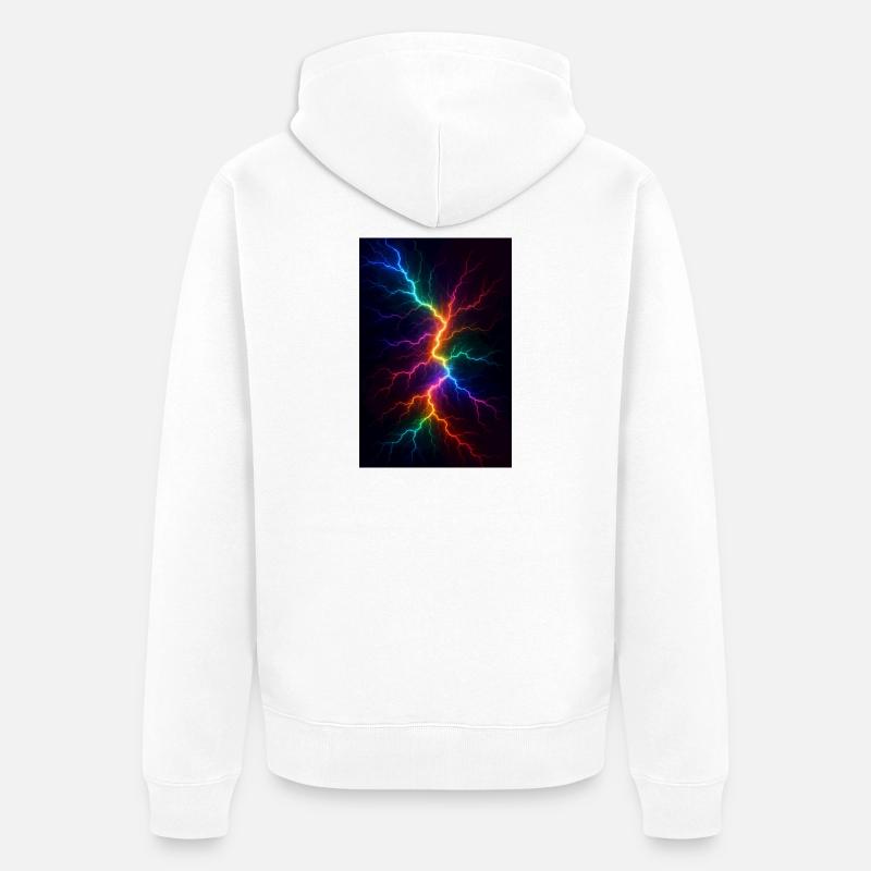 Regenbogen Blitzsturm - Unisex Premium Bio Zip Hoodie - Weiß