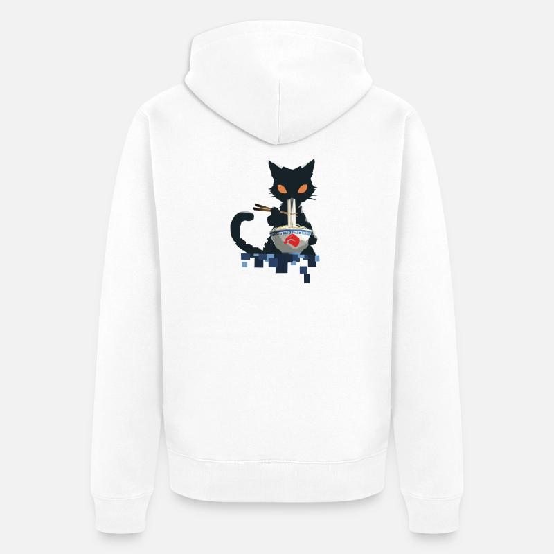 Ramen Noodle Chat - Veste à capuche bio Premium Unisexe - blanc