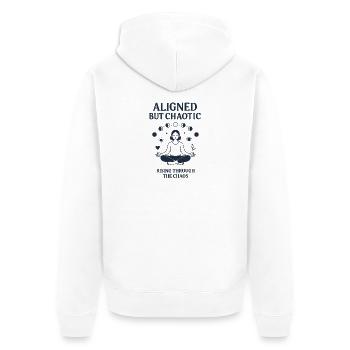Ausgewogenes und chaotisches Meditationsdesign - Unisex Premium Bio Zip Hoodie - Weiß - Hinten - Thijin (182cm)