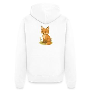 Nordischer Wald - Fuchs - Unisex Premium Bio Zip Hoodie - Weiß - Hinten - Thijin (182cm)