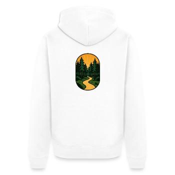 Flucht auf dem Waldweg - Unisex Premium Bio Zip Hoodie - Weiß - Hinten - Thijin (182cm)