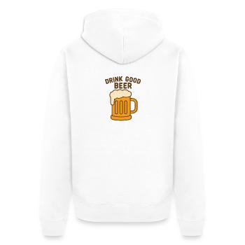 Drink Good Beer – Funny Vintage Beer Design - Unisex Premium Organic Zip Hoodie - white - Back - Thijin (182cm)