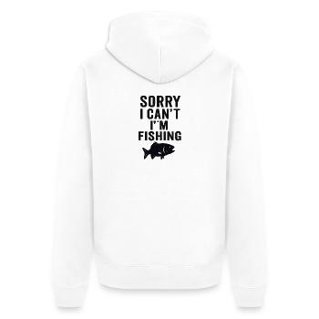 Sorry I Can’t – I’m Fishing Angel Design - Unisex Premium Bio Zip Hoodie - Weiß - Hinten - Thijin (182cm)