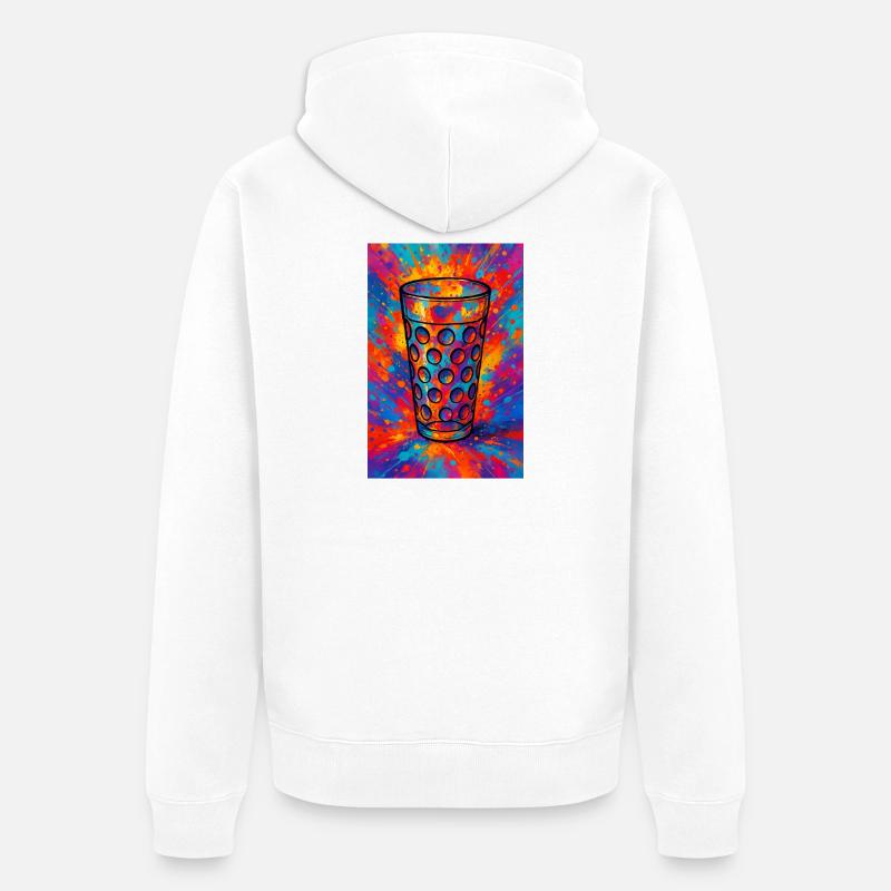 Dubbeglas Explosion - Unisex Premium Bio Zip Hoodie - Weiß