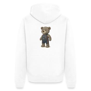 Lord Petzi Triathlet - Unisex Premium Bio Zip Hoodie - Weiß - Hinten - Thijin (182cm)