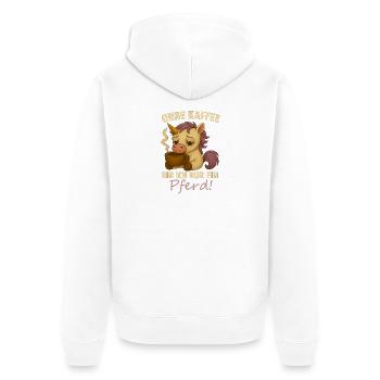 Ohne Kaffee bin ich nur ein Pferd - Unisex Premium Bio Zip Hoodie - Weiß - Hinten - Thijin (182cm)