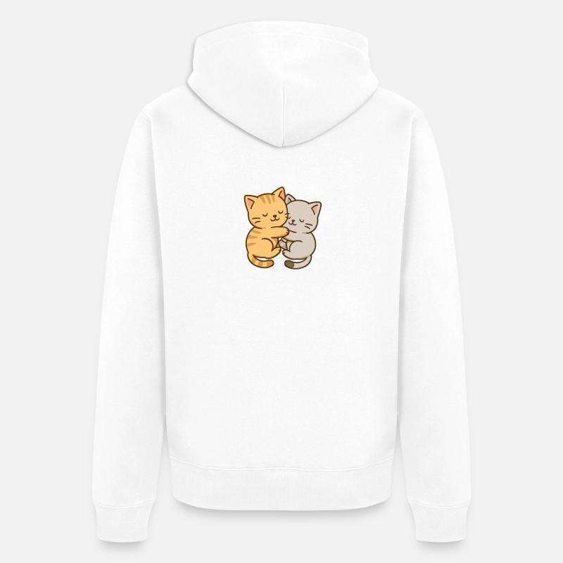Deux petits chatons dorment ensemble - Veste à capuche bio Premium Unisexe - blanc