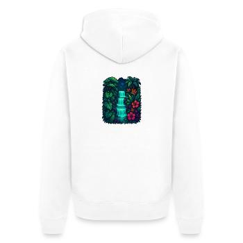 Tropical Waterfall - Unisex Premium Organic Zip Hoodie - white - Back - Thijin (182cm)