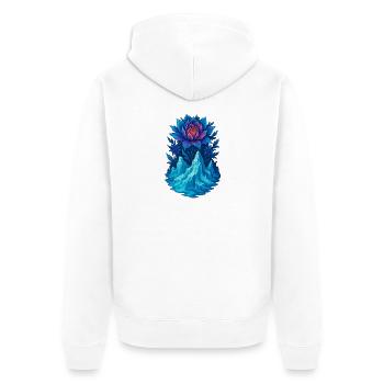 Gletscherblüte - Unisex Premium Bio Zip Hoodie - Weiß - Hinten - Thijin (182cm)
