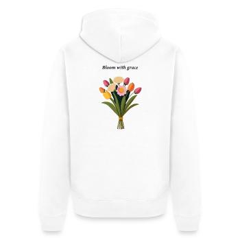 Bouquet printanier de tulipes et de roses - Veste à capuche bio Premium Unisexe - blanc - Dos - Thijin (182cm)