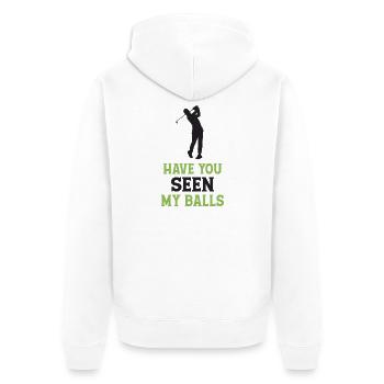 Golf - Avez-vous vu mes balles - Veste à capuche bio Premium Unisexe - blanc - Dos - Thijin (182cm)