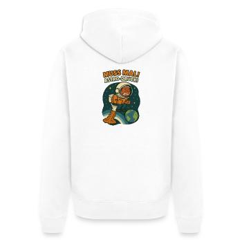 WC Muss Mal Astro Druck - Unisex Premium Bio Zip Hoodie - Weiß - Hinten - Thijin (182cm)