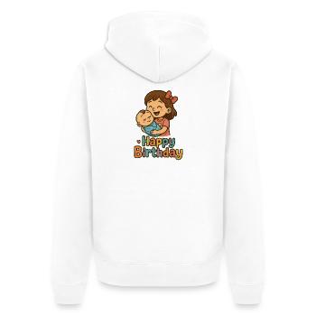 Herzliche Geburtstagskinder Illustration - Unisex Premium Bio Zip Hoodie - Weiß - Hinten - Thijin (182cm)