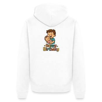 Heartfelt children's birthday party with siblings - Unisex Premium Organic Zip Hoodie - white - Back - Thijin (182cm)