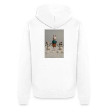 Funny Easter Bunny Family Felt Art - Unisex Premium Organic Zip Hoodie - white - Back - Thijin (182cm)