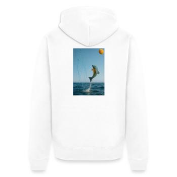 Meeresphantasie - Unisex Premium Bio Zip Hoodie - Weiß - Hinten - Thijin (182cm)