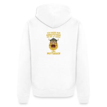 Ich hasse Arbeitstage...witziger Wikinger - Unisex Premium Bio Zip Hoodie - Weiß - Hinten - Thijin (182cm)