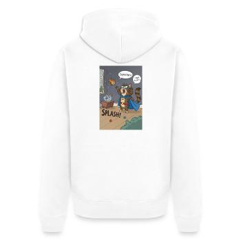 Superhero Cat Splash — Regretful Goldfish Saga - Unisex Premium Organic Zip Hoodie - white - Back - Thijin (182cm)