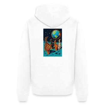 Cosmic Cats Lunar Adventure, Cats on the Moon - Unisex Premium Organic Zip Hoodie - white - Back - Thijin (182cm)