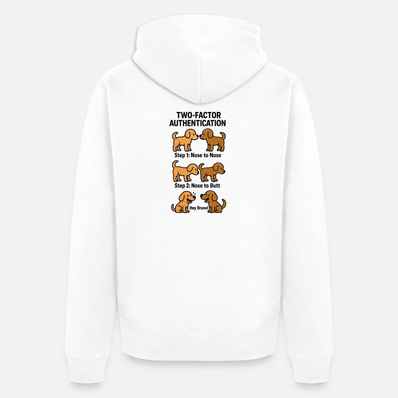Two Factor Authentication Hunde - Unisex Premium Bio Zip Hoodie - Weiß