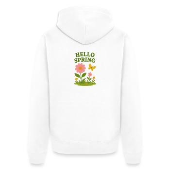 Spring awakening with flowers and butterfly - Unisex Premium Organic Zip Hoodie - white - Back - Thijin (182cm)