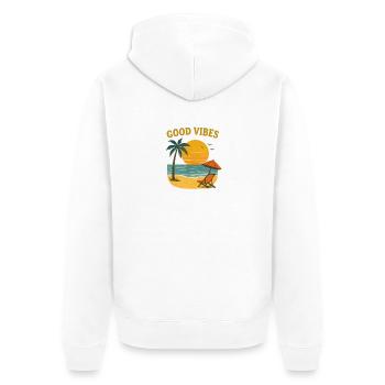 Motif de plage de coucher de soleil - Veste à capuche bio Premium Unisexe - blanc - Dos - Thijin (182cm)