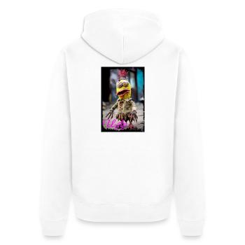Expressive Trash Character Doll Illustration - Unisex Premium Organic Zip Hoodie - white - Back - Thijin (182cm)