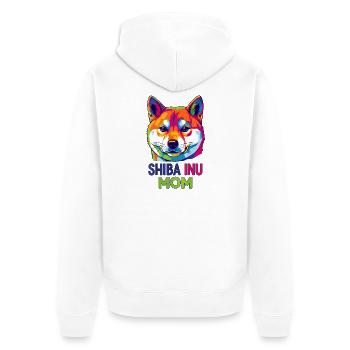 Shiba Inu Mom Pop-Art Portrait Hundemama - Unisex Premium Bio Zip Hoodie - Weiß - Hinten - Thijin (182cm)