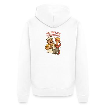 Boucher passionné et plein d'humour - Veste à capuche bio Premium Unisexe - blanc - Dos - Thijin (182cm)