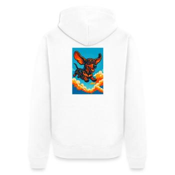 Vibrant Flying Dachshund Illustration - Unisex Premium Organic Zip Hoodie - white - Back - Thijin (182cm)