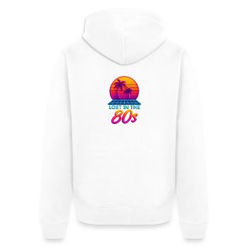 Neon 80er Retro Sonnenuntergang - Unisex Premium Bio Zip Hoodie - Weiß - Hinten - Thijin (182cm)