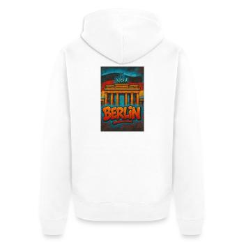 Grafiti Berlin T-shirt with Brandenburg Gate - Unisex Premium Organic Zip Hoodie - white - Back - Thijin (182cm)