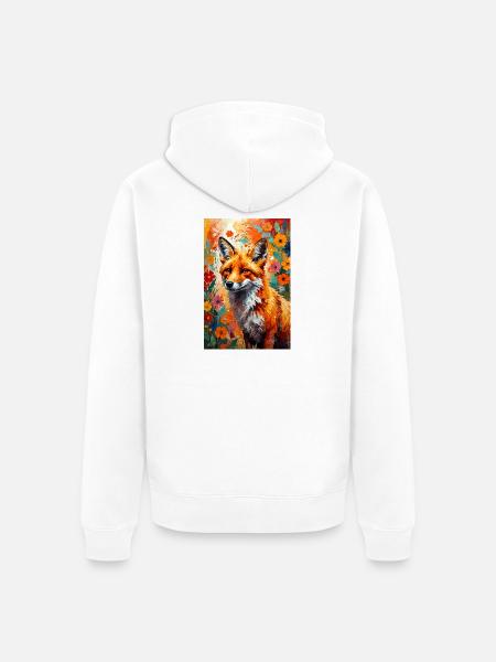 Fox flowers abstract fox lover gift - Unisex Premium Organic Zip Hoodie - white
