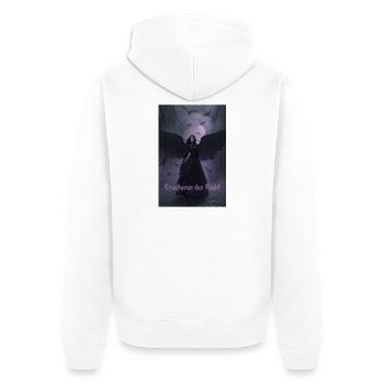 Nachtkreatur mit schwarzen Flügeln - Unisex Premium Bio Zip Hoodie - Weiß - Hinten - Thijin (182cm)