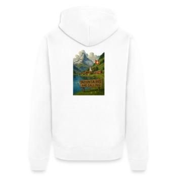 Swiss_alps - Unisex Premium Bio Zip Hoodie - Weiß - Hinten - Thijin (182cm)