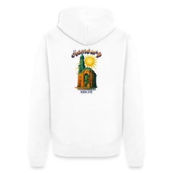 Hamburg Michel Shirt – St. Michaelis Kirche Retro  - Unisex Premium Bio Zip Hoodie - Weiß - Hinten - Thijin (182cm)
